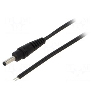 Cable | 2x0.35mm2 | wires,DC 3,5/1,3 plug | straight | black | 1.5m