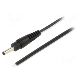 Cable | 2x0.5mm2 | wires,DC 3,5/1,3 plug | straight | black | 0.5m