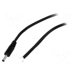 Cable | wires,DC 1,3/3,5 plug | straight | 0.5mm2 | black | 1.5m