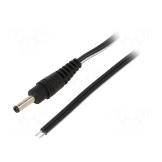 Cable | 2x0.5mm2 | wires,DC 3,5/1,3 plug | straight | black | 1.5m