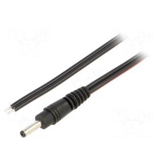 Cable | 2x0.75mm2 | wires,DC 3,5/1,3 plug | straight | black | 1.5m