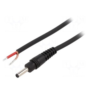Cable | 1x1mm2 | wires,DC 3,5/1,3 plug | straight | black | 0.5m