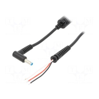 Cable | 3x0.5mm2 | wires,DC 4,5/3,0 plug | angled | black | 1.2m