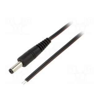 Cable | 2x0.35mm2 | wires,DC 4,8/1,7 plug | straight | black | 0.5m