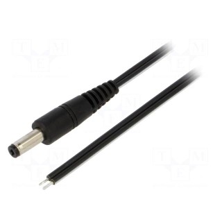 Cable | 2x0.5mm2 | wires,DC 4,8/1,7 plug | straight | black | 0.5m