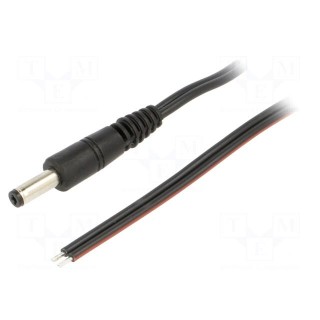 Cable | 2x0.75mm2 | wires,DC 4,8/1,7 plug | straight | black | 0.5m