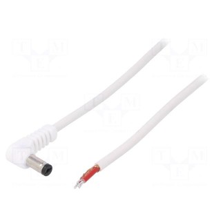 Cable | 1x1mm2 | wires,DC 5,5/1,7 plug | angled | white | 1.5m