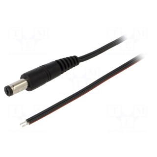 Cable | 2x0.35mm2 | wires,DC 5,5/1,7 plug | straight | black | 0.5m