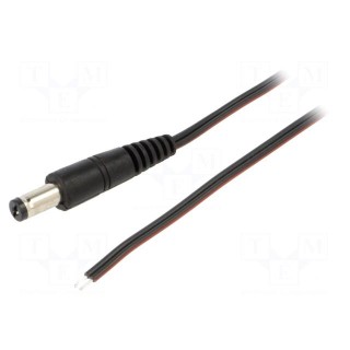 Cable | 2x0.35mm2 | wires,DC 5,5/1,7 plug | straight | black | 1.5m