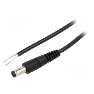 Cable | 1x0.5mm2 | wires,DC 5,5/1,7 plug | straight | black | 0.5m