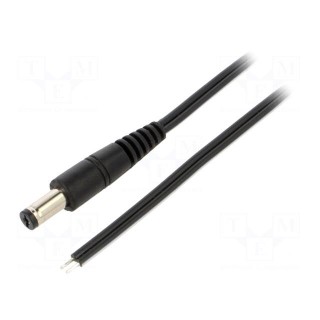 Cable | 2x0.5mm2 | wires,DC 5,5/1,7 plug | straight | black | 0.5m