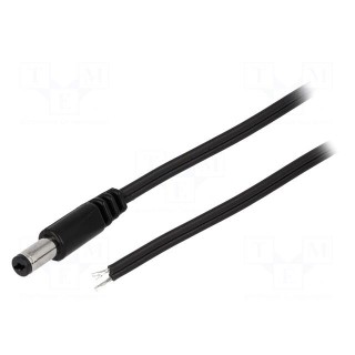 Cable | 2x0.5mm2 | wires,DC 5,5/1,7 plug | straight | black | 1.5m