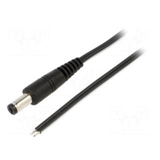 Cable | 2x0.5mm2 | wires,DC 5,5/1,7 plug | straight | black | 1.5m