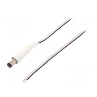 Cable | 2x0.5mm2 | wires,DC 5,5/1,7 plug | straight | white | 1.5m