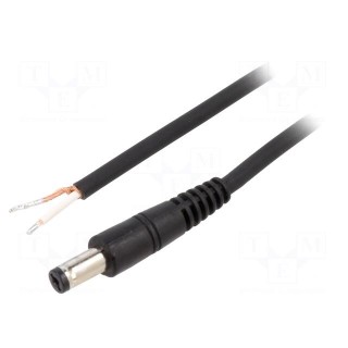 Cable | 1x0.75mm2 | wires,DC 5,5/1,7 plug | straight | black | 1.5m