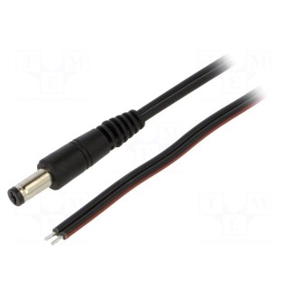 Cable | 2x0.75mm2 | wires,DC 5,5/1,7 plug | straight | black | 1.5m
