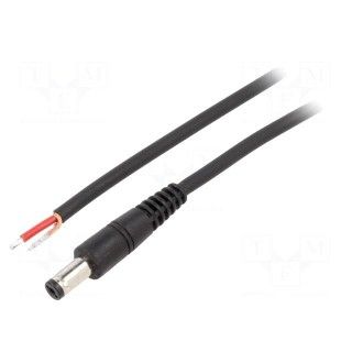 Cable | 1x1mm2 | wires,DC 5,5/1,7 plug | straight | black | 0.5m