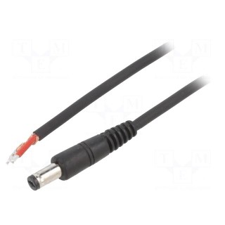 Cable | 1x1mm2 | wires,DC 5,5/1,7 plug | straight | black | 1.5m