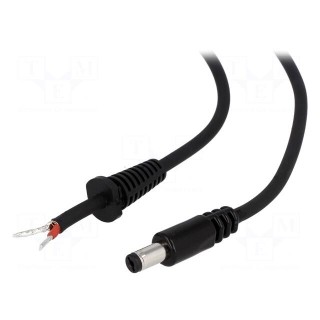 Cable | wires,DC 5,5/1,7 plug | straight | 1mm2 | black | 1.5m