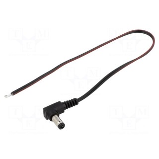 Cable | 2x0.35mm2 | wires,DC 5,5/2,1 plug | angled | black | 0.25m