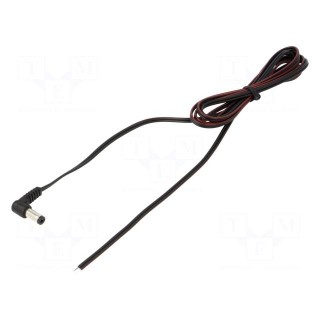 Cable | 2x0.35mm2 | wires,DC 5,5/2,1 plug | angled | black | 1.5m