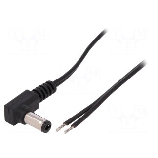 Cable | 2x0.5mm2 | wires,DC 5,5/2,1 plug | angled | black | 0.23m