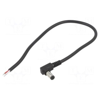 Cable | 2x0.5mm2 | wires,DC 5,5/2,1 plug | angled | black | 0.25m