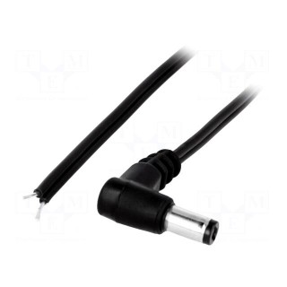 Cable | wires,DC 5,5/2,1 plug | angled | 0.5mm2 | black | 0.2m