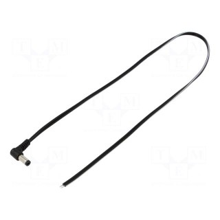 Cable | 2x0.5mm2 | wires,DC 5,5/2,1 plug | angled | black | 0.5m