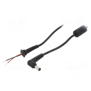 Cable | 2x0.5mm2 | wires,DC 5,5/2,1 plug | angled | black | 1.2m