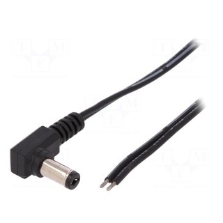 Cable | 2x0.5mm2 | wires,DC 5,5/2,1 plug | angled | black | 1.46m