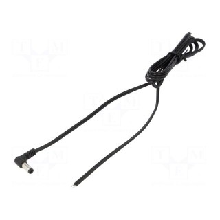 Cable | 2x0.5mm2 | wires,DC 5,5/2,1 plug | angled | black | 1.5m
