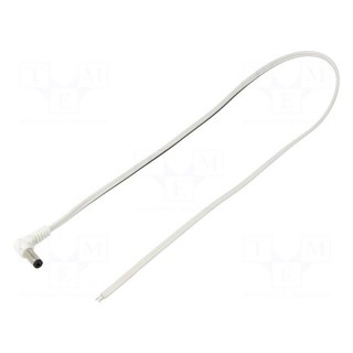 Cable | 2x0.5mm2 | wires,DC 5,5/2,1 plug | angled | white | 0.5m