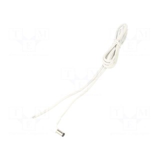 Cable | 2x0.5mm2 | wires,DC 5,5/2,1 plug | angled | white | 1.5m