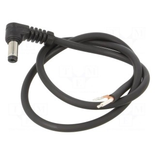 Cable | 1x0.75mm2 | wires,DC 5,5/2,1 plug | angled | black | 0.5m