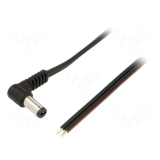 Cable | 2x0.75mm2 | wires,DC 5,5/2,1 plug | angled | black | 0.5m