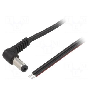 Cable | 2x0.75mm2 | wires,DC 5,5/2,1 plug | angled | black | 1.5m