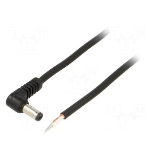 Cable | 1x0.75mm2 | wires,DC 5,5/2,1 plug | angled | black | 1.5m
