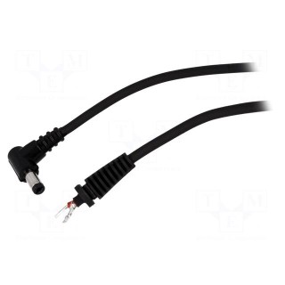 Cable | wires,DC 5,5/2,1 plug | angled | 1mm2 | black | 1.5m | -20÷70°C