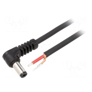 Cable | 1x1mm2 | wires,DC 5,5/2,1 plug | angled | black | 1.5m