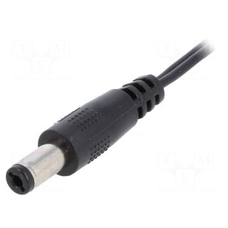Cable | 2x0.5mm2 | wires,DC 5,5/2,1 plug | straight | black | 0.23m