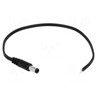 Cable | wires,DC 5,5/2,1 plug | straight | 0.5mm2 | black | 0.2m