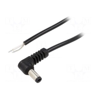 Cable | 1x0.5mm2 | wires,DC 5,5/2,1 plug | straight | black | 0.5m