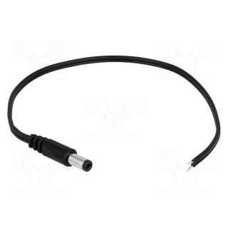 Cable | wires,DC 5,5/2,1 plug | straight | 0.5mm2 | black | 1.5m