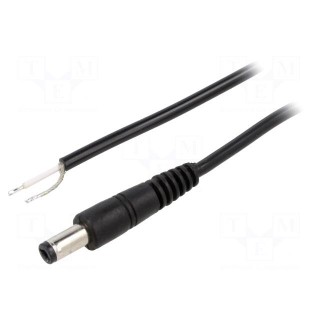 Cable | 1x0.5mm2 | wires,DC 5,5/2,1 plug | straight | black | 1.5m