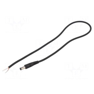 Cable | 1x0.75mm2 | wires,DC 5,5/2,1 plug | straight | black | 0.5m