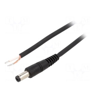 Cable | 1x0.75mm2 | wires,DC 5,5/2,1 plug | straight | black | 1.5m
