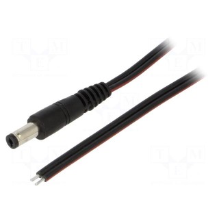 Cable | 2x0.75mm2 | wires,DC 5,5/2,1 plug | straight | black | 1.5m