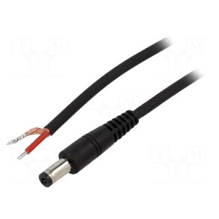 Cable | 1x1mm2 | wires,DC 5,5/2,1 plug | straight | black | 1.5m