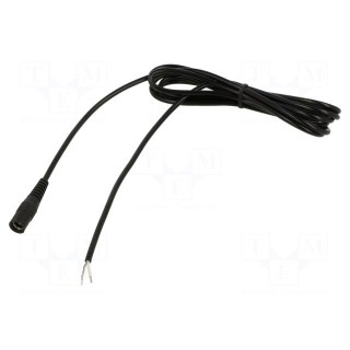 Cable | 1x0.5mm2 | wires,DC 5,5/2,1 socket | straight | black | 1.5m